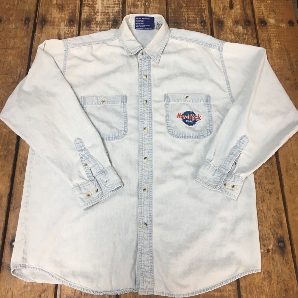 Hardrock Cafe Chambray Button Up Shirt/ L